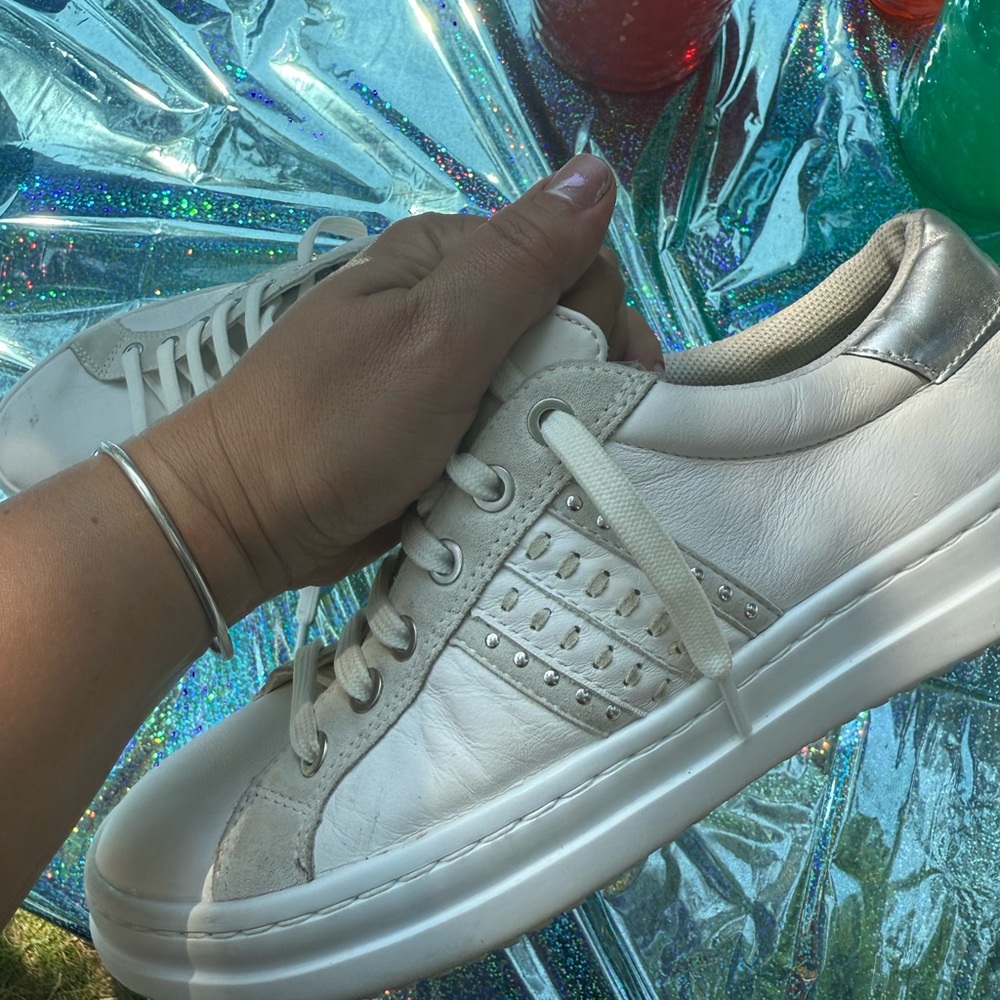 Geox White and Silver Women's Sneakers